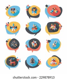 Christmas bubble speech banner design flat background set, eps10