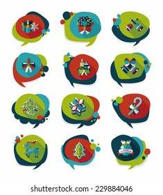 Christmas bubble speech banner design flat background set, eps10