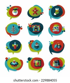 Christmas bubble speech banner design flat background set, eps10