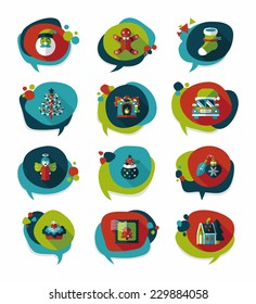 Christmas bubble speech banner design flat background set, eps10