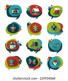 Christmas bubble speech banner design flat background set, eps10