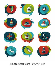 Christmas bubble speech banner design flat background set, eps10
