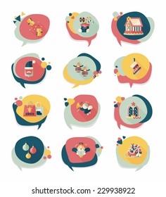 Christmas bubble speech banner design flat background set, eps10