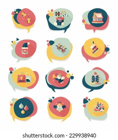 Christmas bubble speech banner design flat background set, eps10