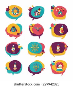 Christmas bubble speech banner design flat background set, eps10