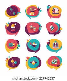 Christmas bubble speech banner design flat background set, eps10