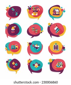 Christmas bubble speech banner design flat background set, eps10