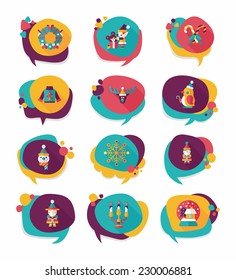 Christmas bubble speech banner design flat background set, eps10