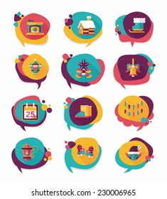 Christmas bubble speech banner design flat background set, eps10
