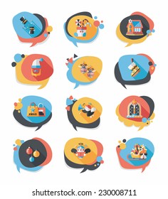 Christmas bubble speech banner design flat background set, eps10