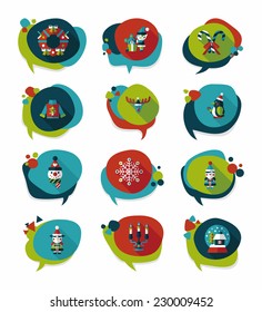Christmas bubble speech banner design flat background set, eps10