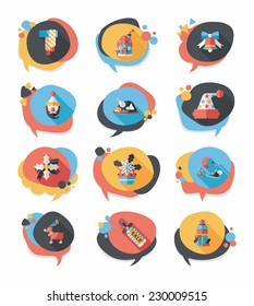 Christmas bubble speech banner design flat background set, eps10