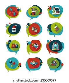 Christmas bubble speech banner design flat background set, eps10