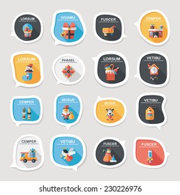 Christmas bubble speech banner design flat background set, eps10