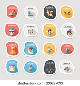 Christmas bubble speech banner design flat background set, eps10