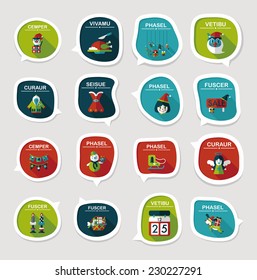 Christmas bubble speech banner design flat background set, eps10