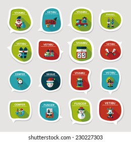 Christmas bubble speech banner design flat background set, eps10