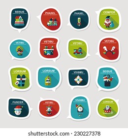 Christmas bubble speech banner design flat background set, eps10