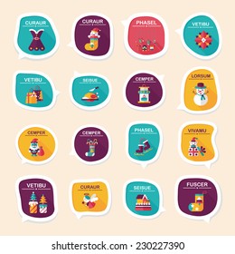 Christmas bubble speech banner design flat background set, eps10