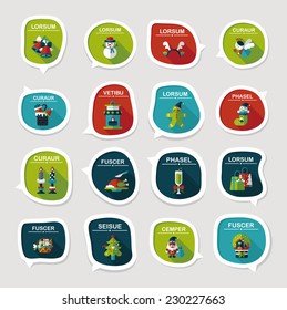 Christmas bubble speech banner design flat background set, eps10