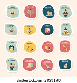 Christmas bubble speech banner design flat background set, eps10