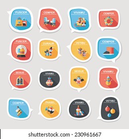 Christmas bubble speech banner design flat background set, eps10