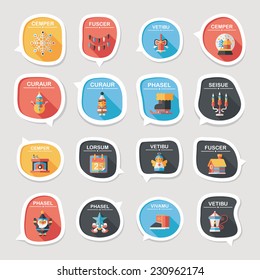 Christmas bubble speech banner design flat background set, eps10