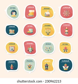 Christmas bubble speech banner design flat background set, eps10