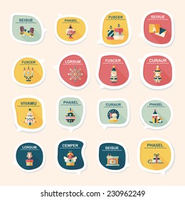 Christmas bubble speech banner design flat background set, eps10
