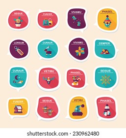 Christmas bubble speech banner design flat background set, eps10