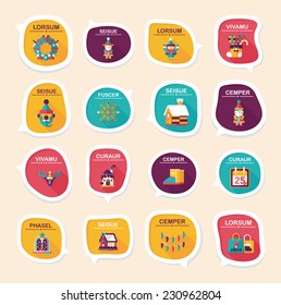 Christmas bubble speech banner design flat background set, eps10