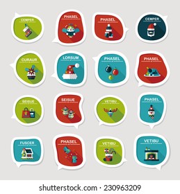 Christmas bubble speech banner design flat background set, eps10