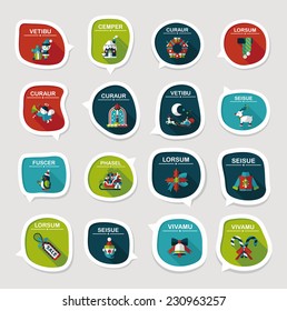 Christmas bubble speech banner design flat background set, eps10