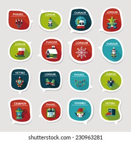 Christmas bubble speech banner design flat background set, eps10