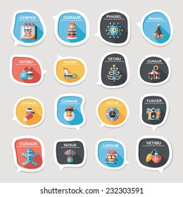 Christmas bubble speech banner design flat background set, eps10, dummy text