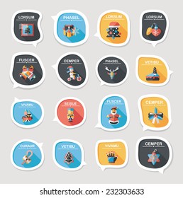 Christmas bubble speech banner design flat background set, eps10, dummy text