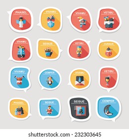 Christmas bubble speech banner design flat background set, eps10, dummy text