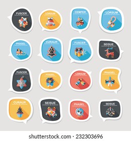 Christmas bubble speech banner design flat background set, eps10, dummy text