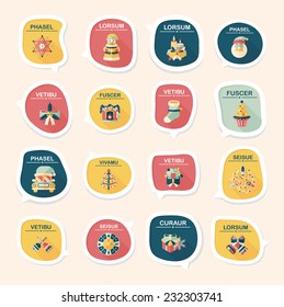 Christmas bubble speech banner design flat background set, eps10, dummy text