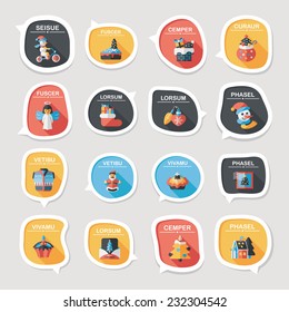 Christmas bubble speech banner design flat background set, eps10, dummy text