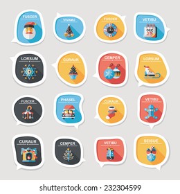 Christmas bubble speech banner design flat background set, eps10, dummy text