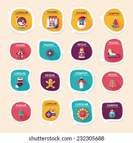 Christmas bubble speech banner design flat background set, eps10, dummy text