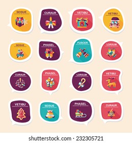 Christmas bubble speech banner design flat background set, eps10, dummy text