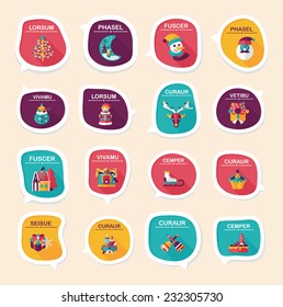 Christmas bubble speech banner design flat background set, eps10, dummy text