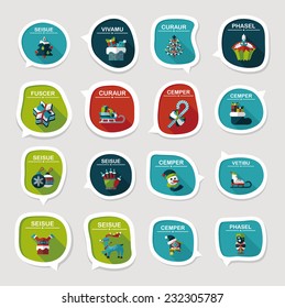 Christmas bubble speech banner design flat background set, eps10, dummy text