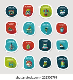 Christmas bubble speech banner design flat background set, eps10, dummy text