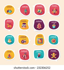 Christmas bubble speech banner design flat background set, eps10, dummy text