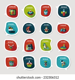 Christmas bubble speech banner design flat background set, eps10, dummy text