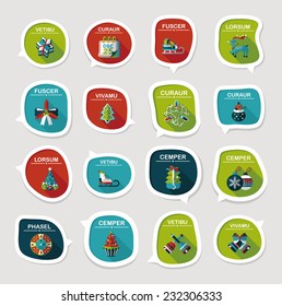 Christmas bubble speech banner design flat background set, eps10, dummy text