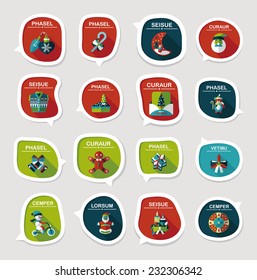 Christmas bubble speech banner design flat background set, eps10, dummy text